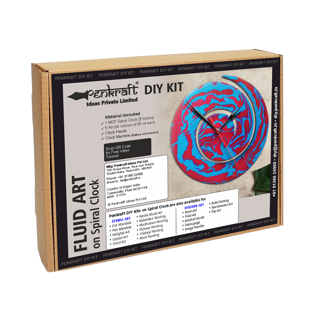 Fluid Art on Spiral Clock DIY Kit by Penkraft